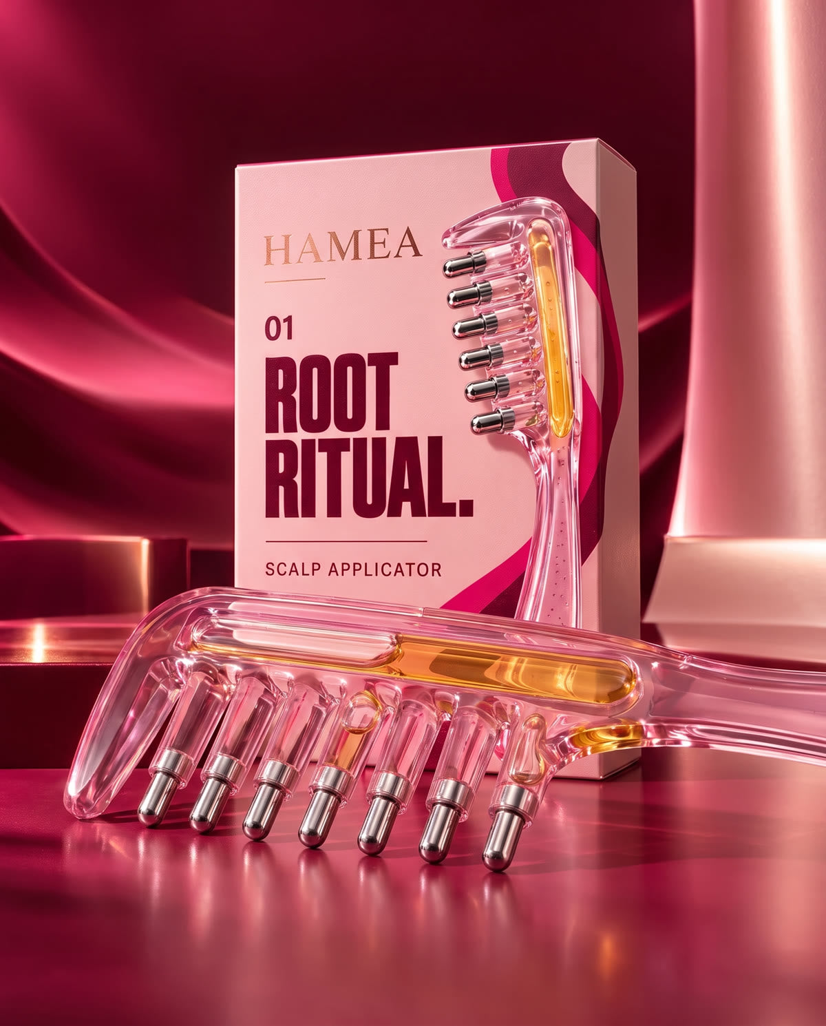 HAMEA ROOT RITUAL Scalp Applicator in Rosé und Kristallklar